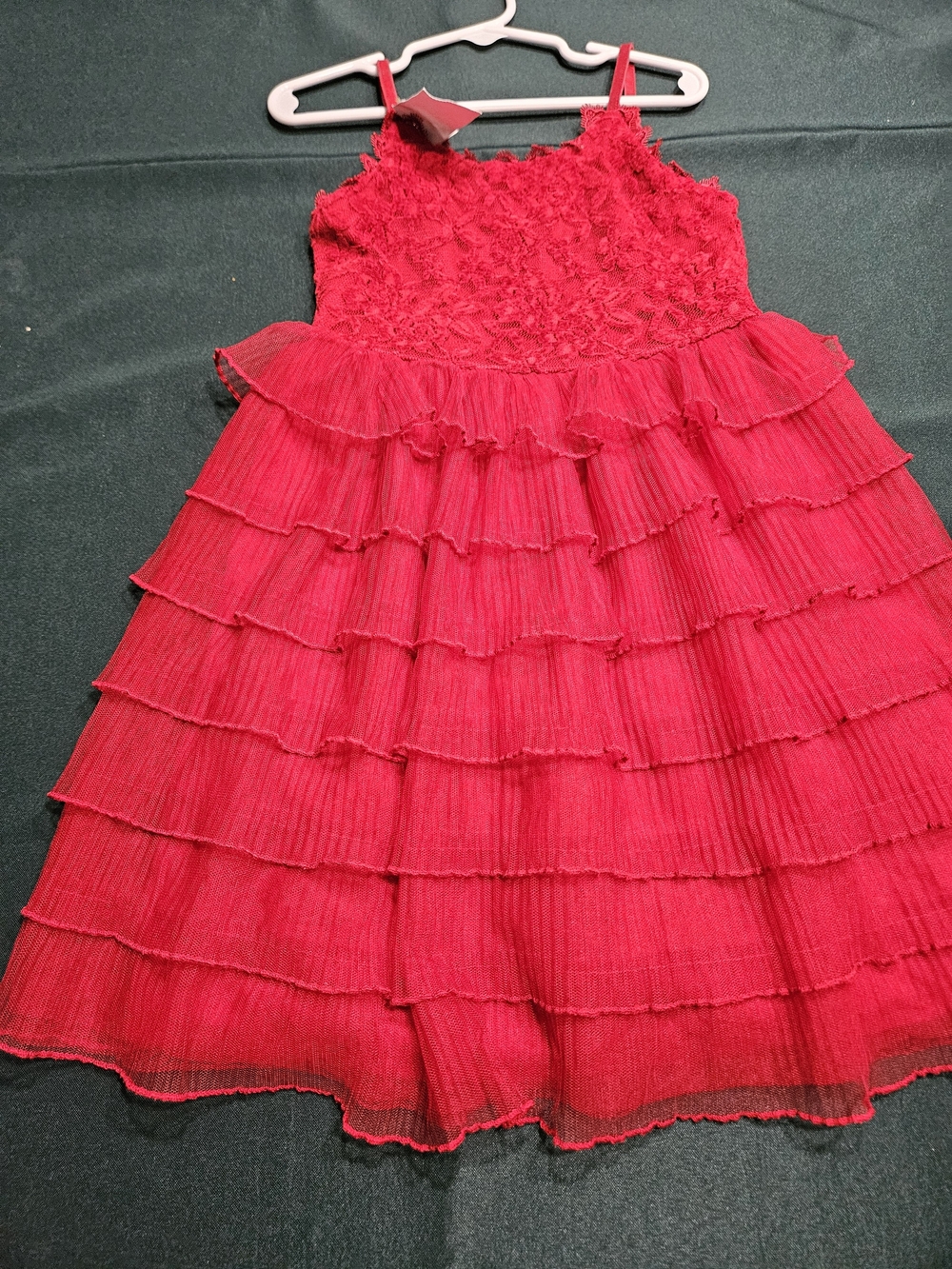 Cat & Jack Girls Red Lace Party Dress - Strappy Spaghetti Strap. Size Small 6/7